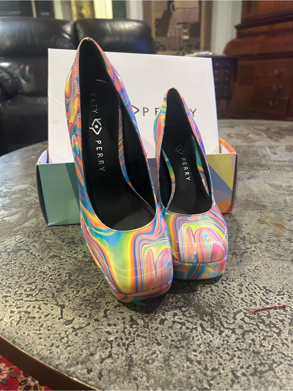Katy Perry Platform Pump in Multicolor Swirl - Picture 3 of 9